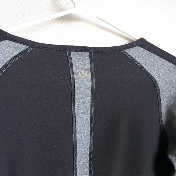 Lululemon shirt long sleeve gray black stretch 6 top soft - Picture 2 of 3